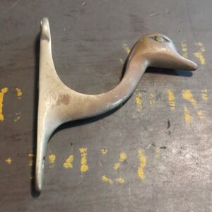 Vintage Solid Brass Duck Head Wall Hook Coat Hanger Mallard Bird Decor 4.5 inch